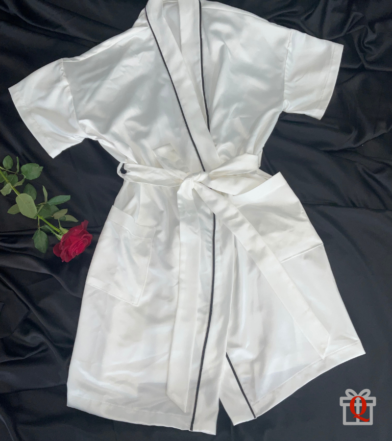 Bride. tribe Satin gown white with back embroidery