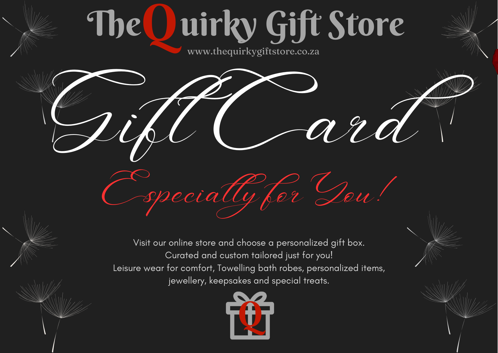 THE QUIRKY GIFT STORE BLACK GIFT CARD GIFT CARD